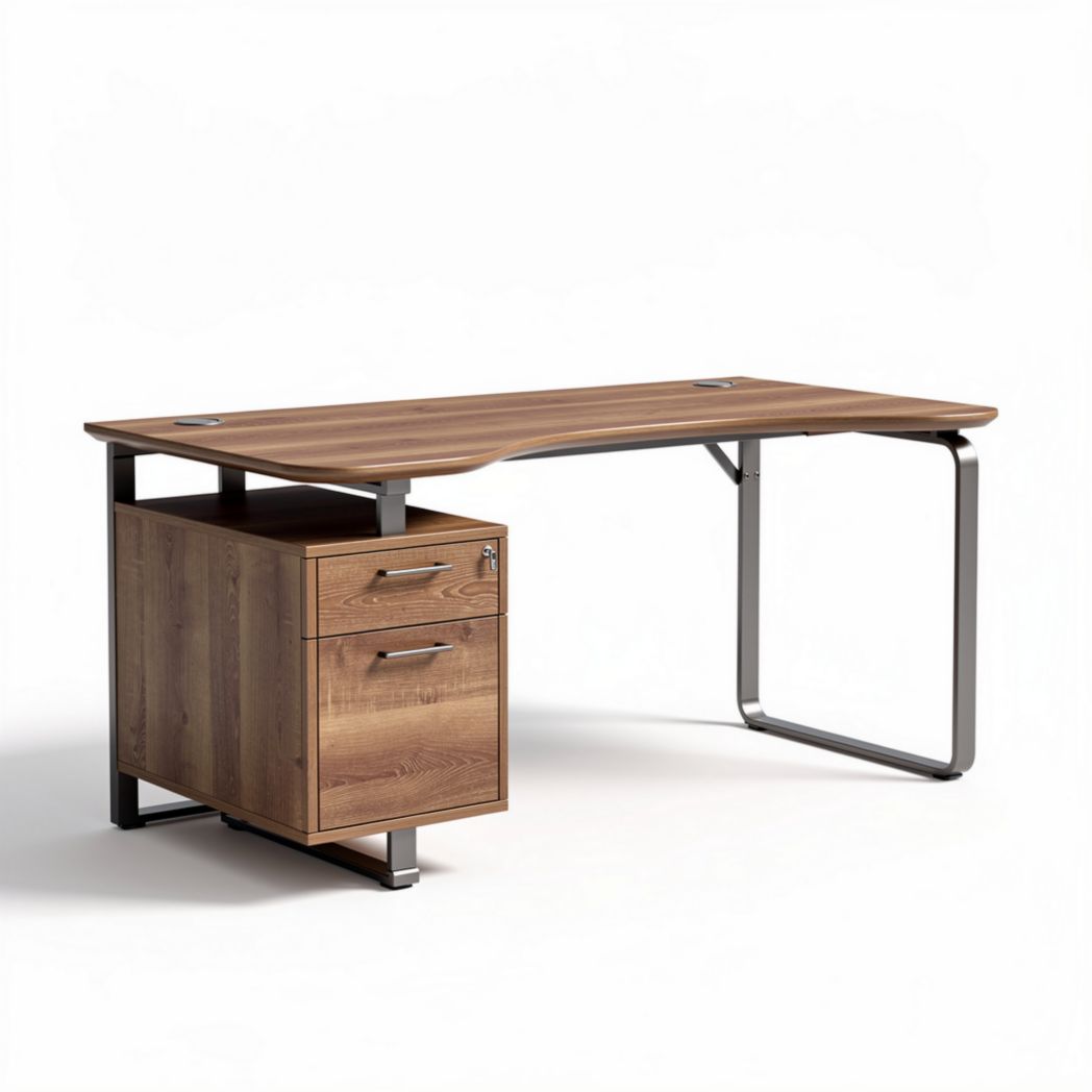 Bureau met lades van hout en metaal 150 x 75 x 75cm bruin