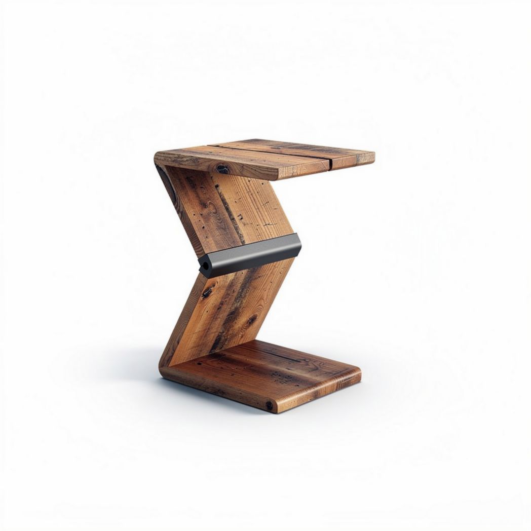 Houten bijzettafel met zwart metalen accent 40 x 30 x 50cm