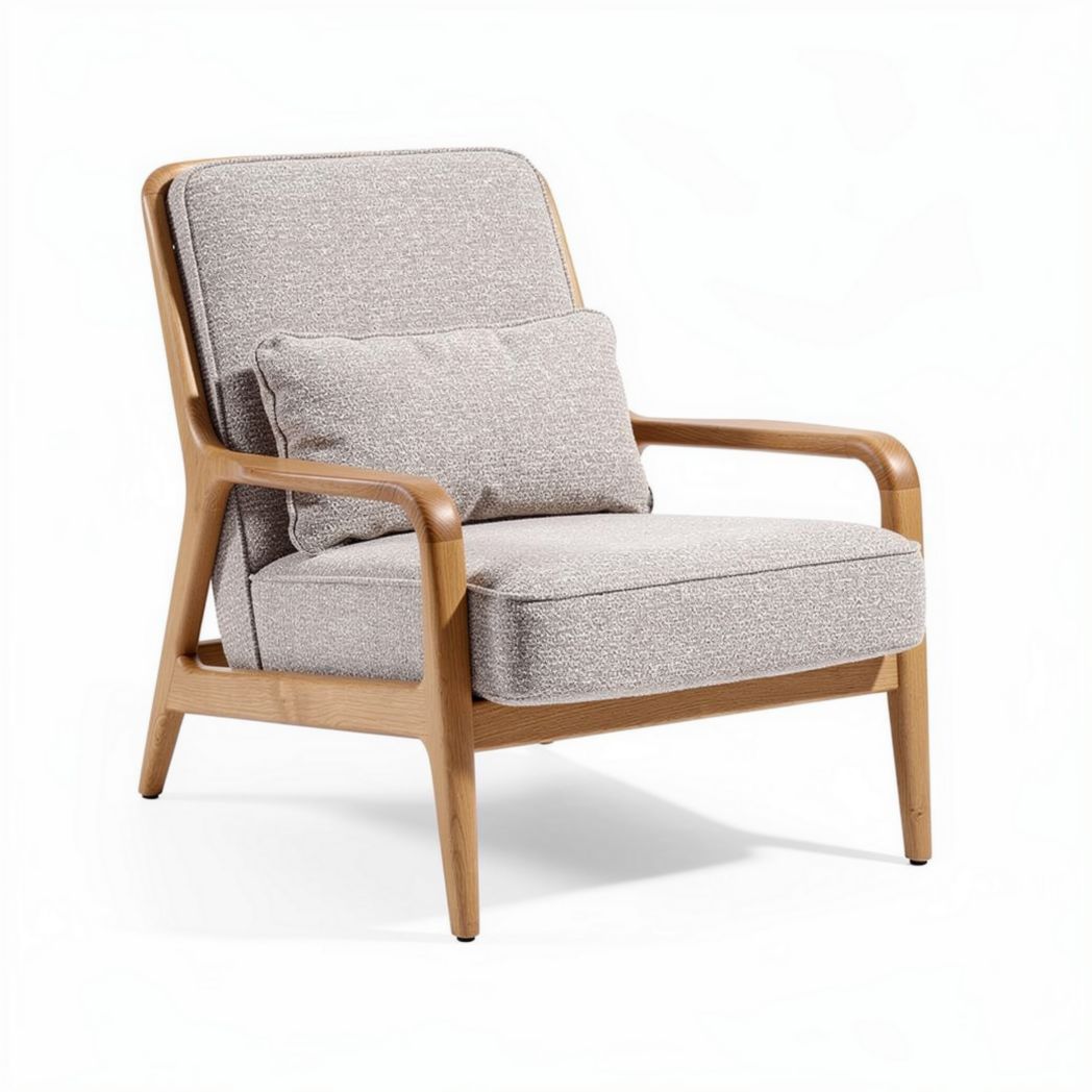 Stoel met houten frame en stoffen bekleding in grijs 70 x 80 x 90cm