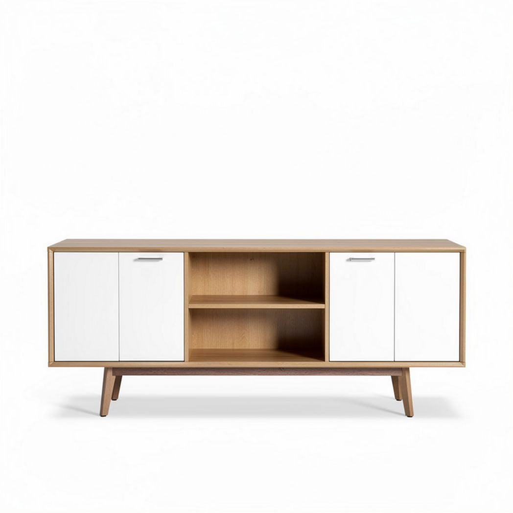 Dressoir van hout en MDF met open vakken en twee deuren 150 x 45 x 50cm