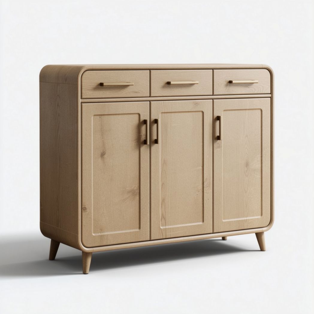 Houten kast met drie deuren en lades afmetingen 90 x 40 x 80cm