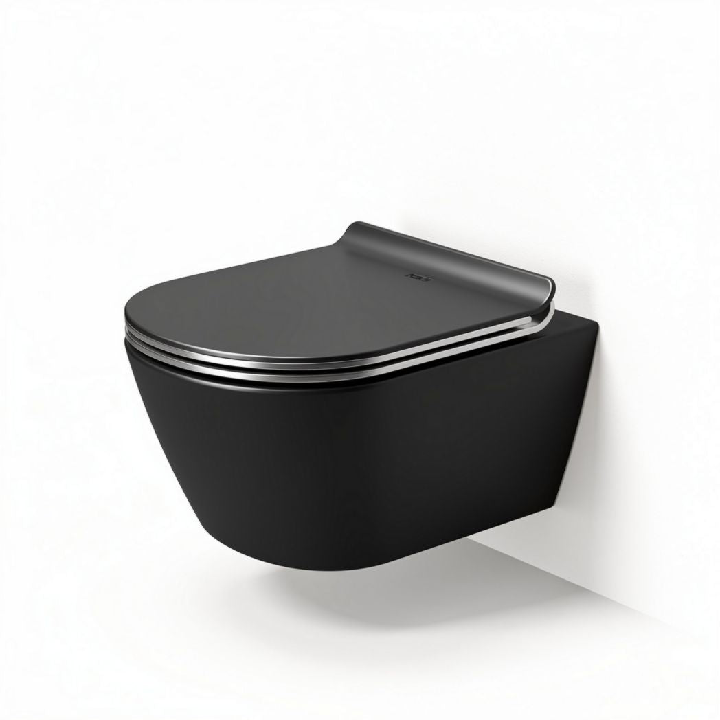 Wandtoilet in zwart keramiek met softclose deksel 40 x 50 x 30cm