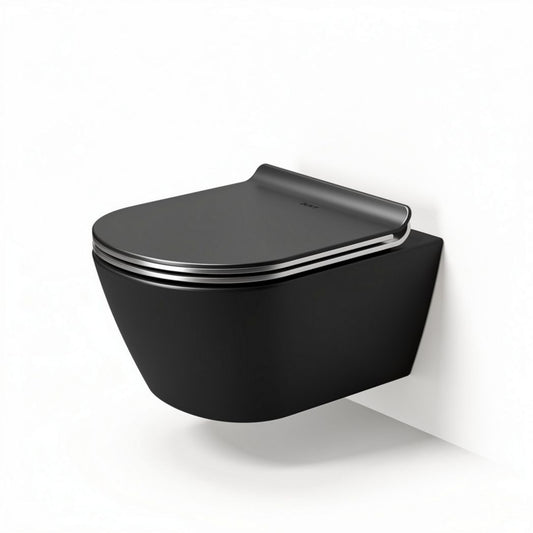 Wandtoilet in zwart keramiek met softclose deksel 40 x 50 x 30cm
