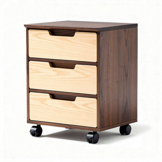 Houten ladekast met wielen drievoudig 40 x 40 x 60 cm bruin en lichtgeel