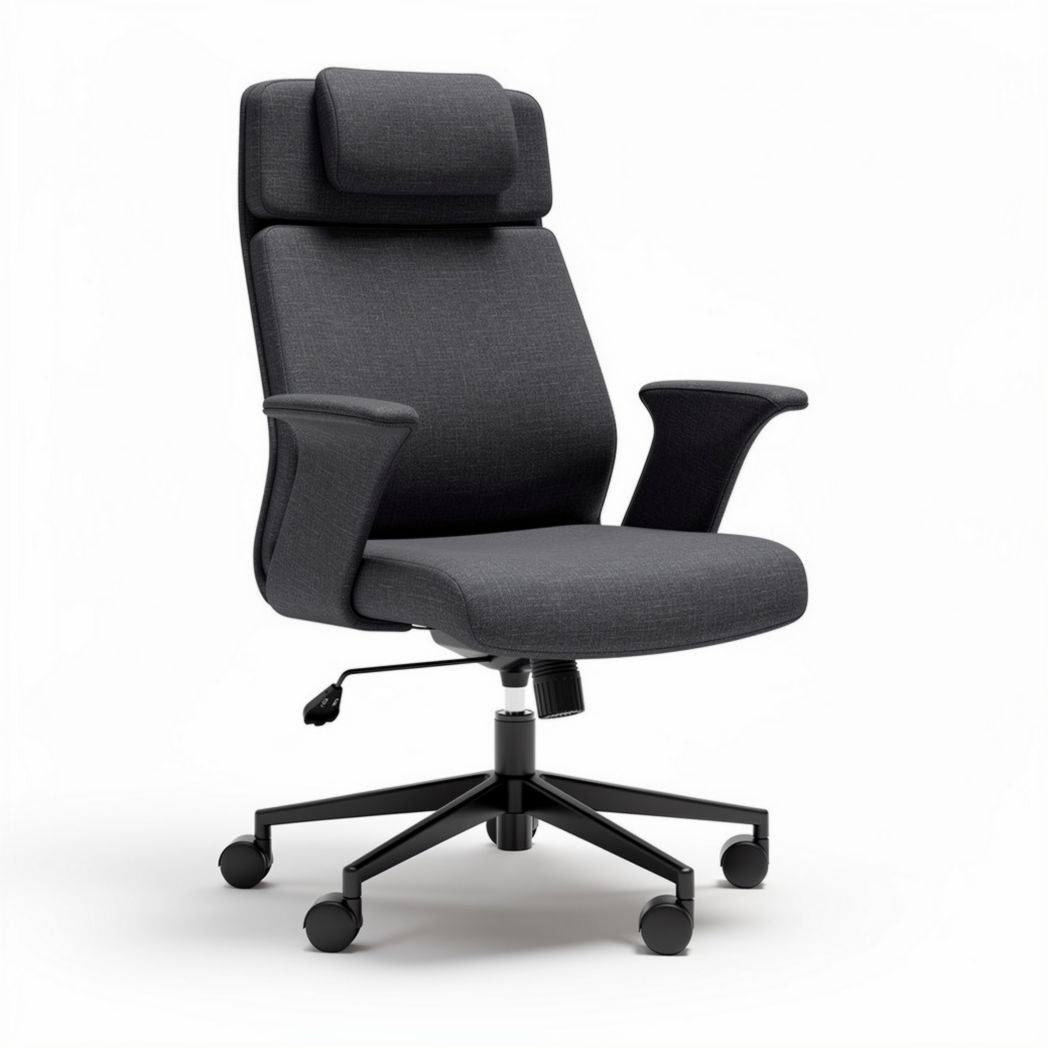 Ergonomische bureaustoel met verstelbare rugleuning en armleuningen in antraciet 65 x 65 x 120cm