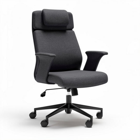 Ergonomische bureaustoel met verstelbare rugleuning en armleuningen in antraciet 65 x 65 x 120cm