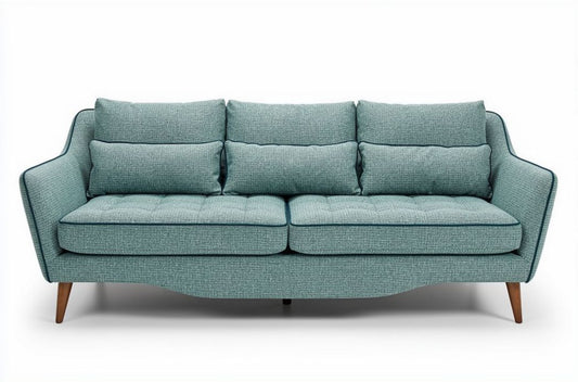 Tweed bank met kussens in groenblauw 200 x 90 x 85cm